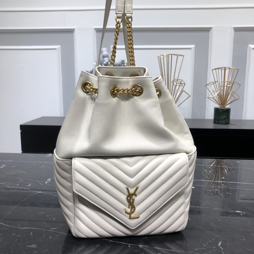 Saint Laurent Joe Lambskin Shoulder Bag Backpack White 672609  